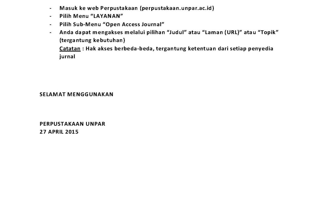 Petunjuk Cara Mengakses Jurnal Akses Terbuka secara online