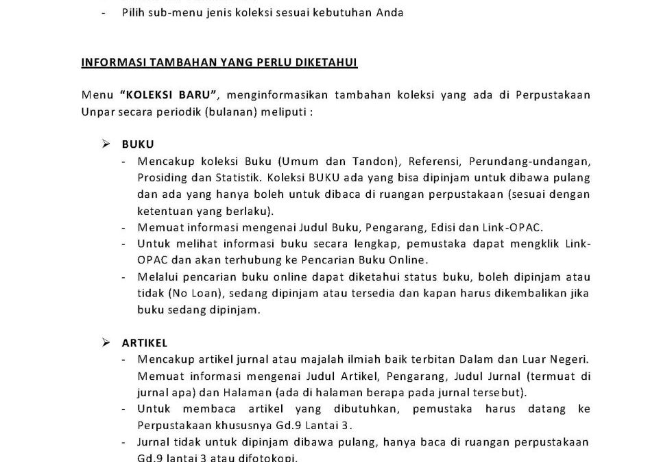 Petunjuk Cara Mengetahui Informasi Koleksi Baru secara online