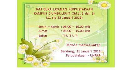 Jam Buka Layanan Perpustakaan